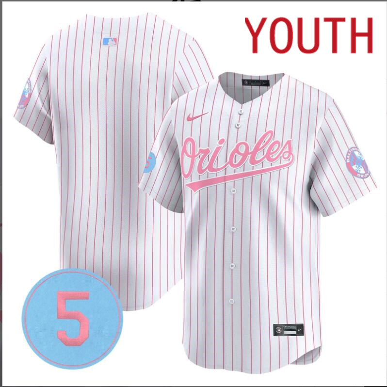 Youth  Baltimore Orioles blank white with red strips 2024 Nike MLB jersey->customized nfl jersey->Custom Jersey